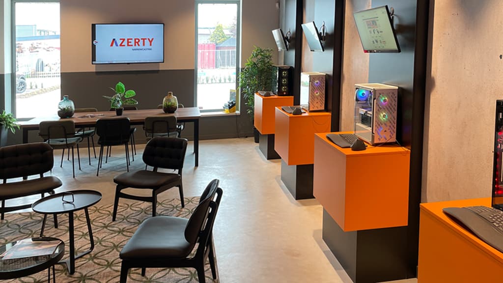 Narrowcasting schermen in een showroom